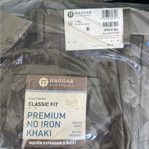 NEW Men's Haggar Premium No Iron Khaki Classic Fit Pants - Picture 5 of 6